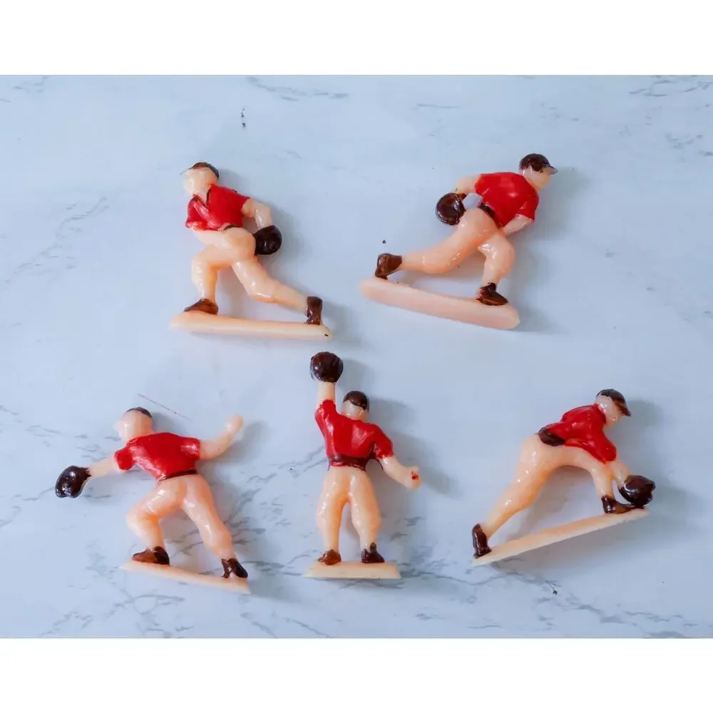 VTG 50s Baseball Player Cake Toppers Set of 5 MCM Retro Boys Sport Party Favors